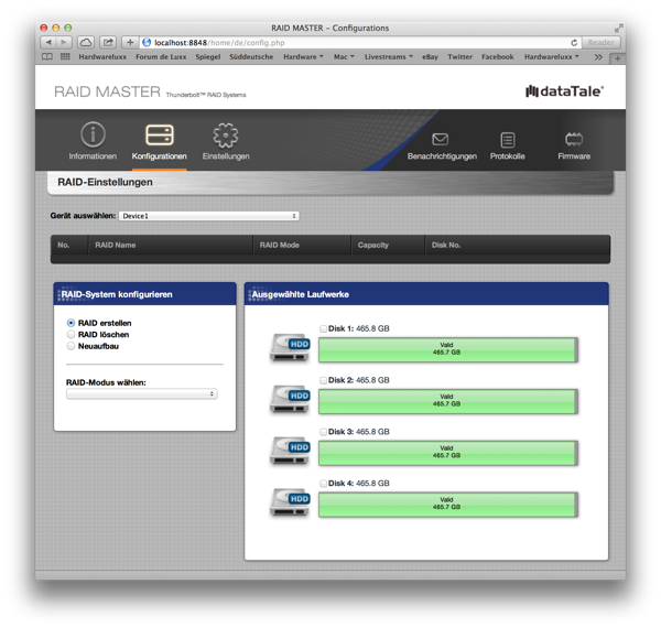 dataTale RS-M4T - Web-Interface