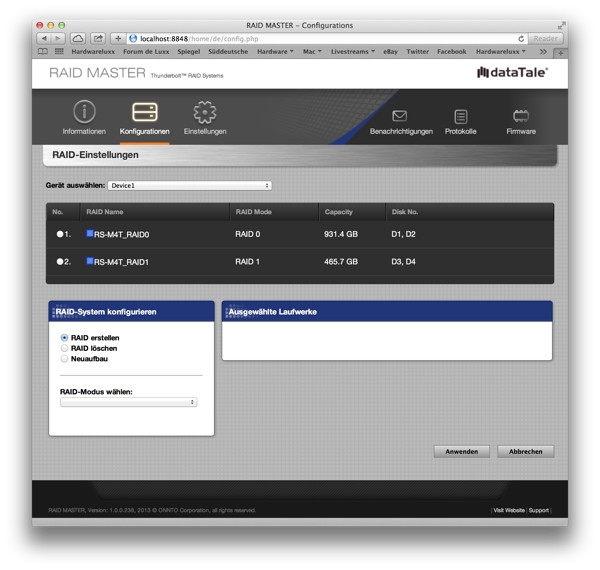 dataTale RS-M4T - Web-Interface