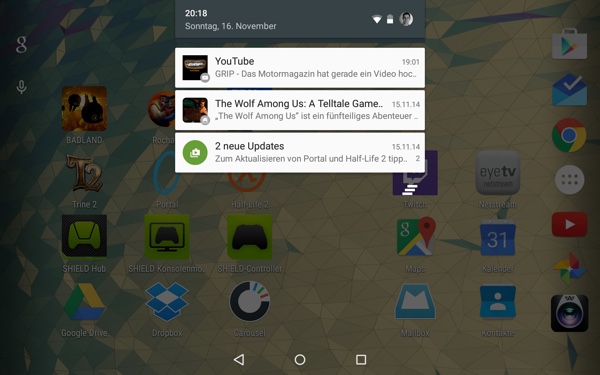 Android 5.0 Lollipop на NVIDIA Shield Tablet