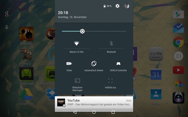 Android 5.0 Lollipop на NVIDIA Shield Tablet