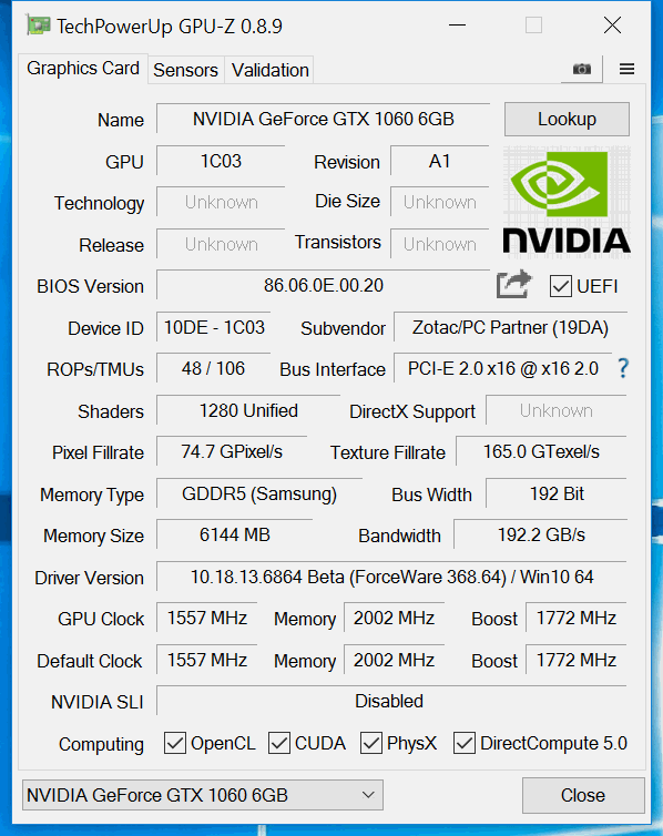 zotac gtx1060