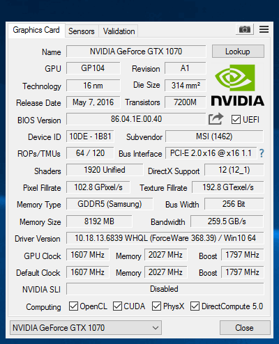 Gtx 1070 gpu discount