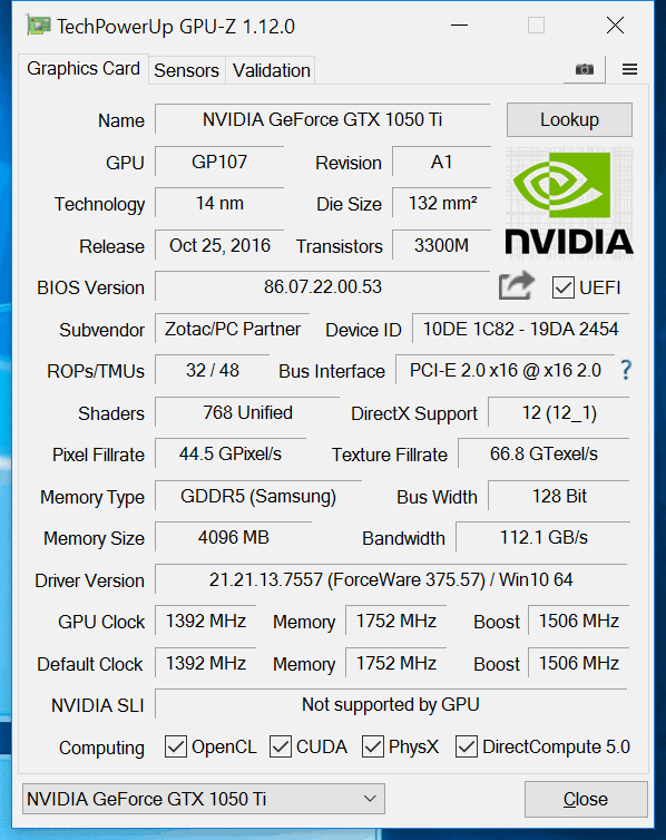 zotac gtx1050ti oc