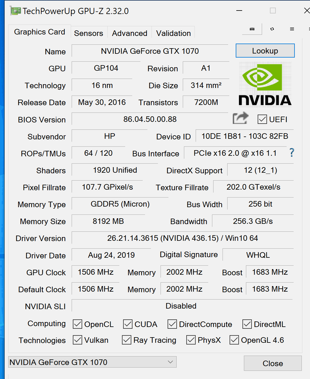 Hp hotsell gtx 1070