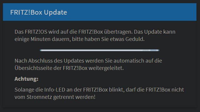 Update Vorgang läuft