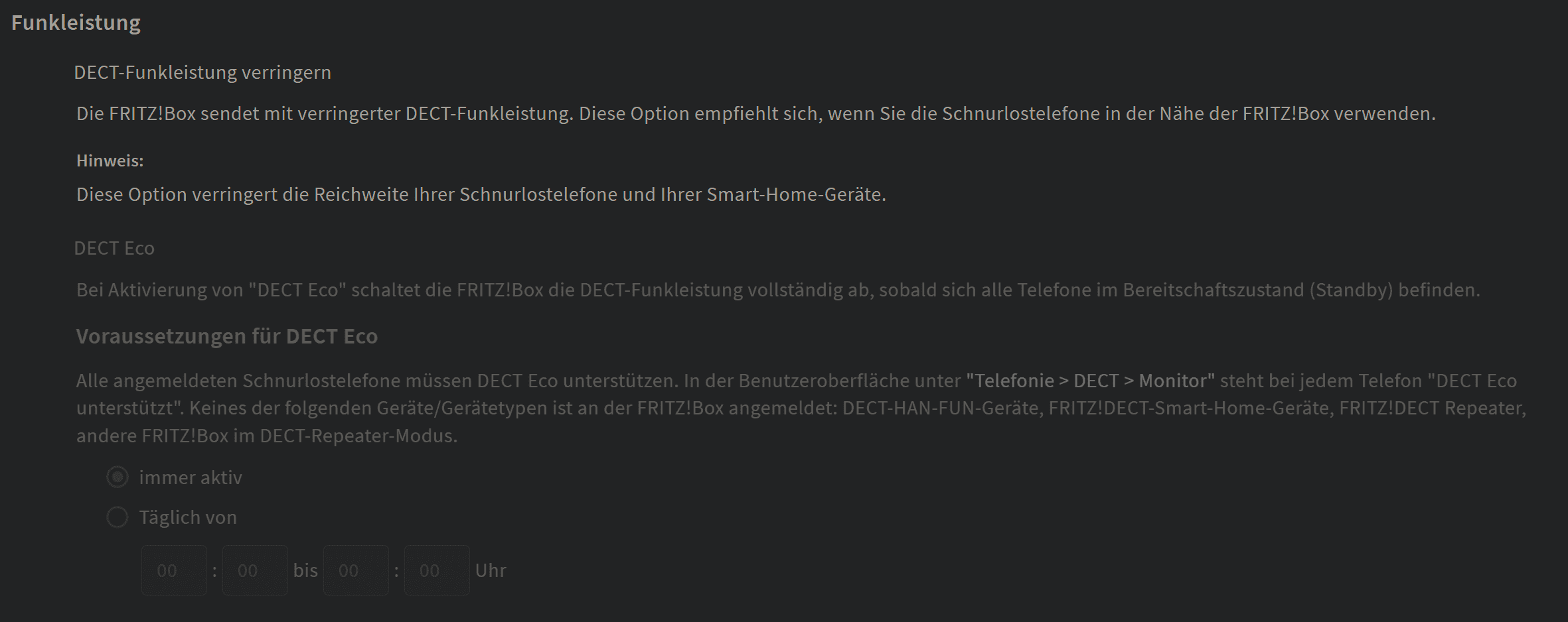 DECT Energiesparfunktionen
