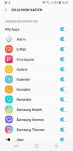 Auf welche Applikationen und Quellen Bixby zurückgreifen soll, kann in eingestellt werden - noch fehlt aber der KI-Part des Assistenten
