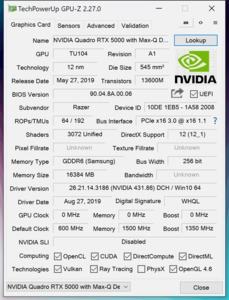 GPUz und CPUz des Razer Blade 15 Studio Edition GPUz und CPUz des Razer Blade 15 Studio Edition