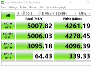 Die M.2-Performance über den Core i7-11700K mit PCIe 4.0 x4.