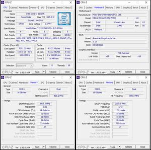 oben links: CPU-OC; unten links: RAM-OC mit XMP; unten rechts: manuelles RAM-OC