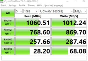Die USB-3.2-Gen2-Performance über den Z490-Chipsatz.
