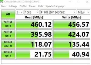 Die USB-3.2-Gen1-Performance über Intels Z490-Chipsatz.