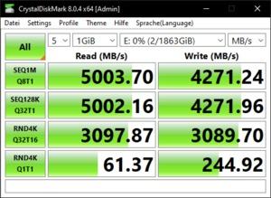 Die M.2-Performance über den Ryzen 9 5900X mit PCIe 4.0 x4.