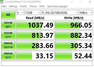 Die USB-3.2-Gen2-Performance über den Ryzen 5 3600X.