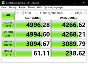 Die M.2-Performance über den Ryzen 9 5900X mit PCIe 4.0 x4 