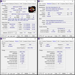 oben links: CPU-OC; unten links: RAM-OC (XMP); unten rechts: manuelles RAM-OC