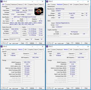 oben links: CPU-OC; unten links: RAM-OC mit XMP; unten rechts: manuelles RAM-OC