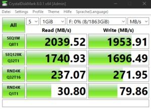 Die USB-3.2-Gen2x2-Performance über den B560-Chipsatz.