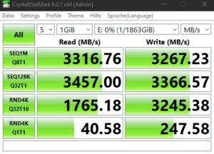 Die M.2-Performance über den B560-Chipsatz mit PCIe 3.0 x4.