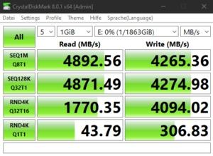 Die M.2-Performance über den Core i7-11700K mit PCIe 4.0 x4.