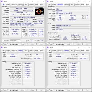 oben links: CPU-OC; unten links: RAM-OC mit XMP; unten rechts: manuelles RAM-OC