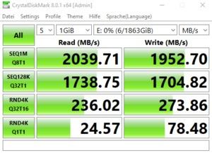 Die USB-3.2-Gen2x2-Performance über den Z590-Chipsatz