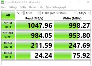 Die USB-3.2-Gen2-Performance über den Z590-Chipsatz