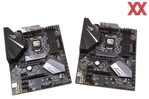 Das ASUS Strix H370-F und B360-F Gaming auf einem Bild.