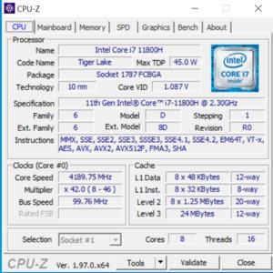 GPUz und CPUz des MSI GP66 Leopard 11UG