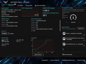Die UEFI-EZ-Oberfläche beim ASUS TUF B450M-Plus Gaming.