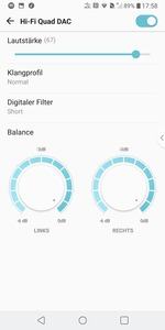 Im Kopfhörermodus kann der im LG V30 verbaute Quad-DAC aktiviert werden, was Zugriff auf verschiedene Optionen gewährt