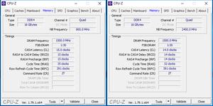 RAM-Overclocking: links mit XMP; rechts ohne XMP