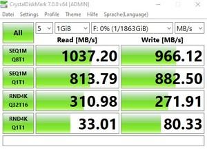 Die USB-3.2-Gen1-Performance über den Ryzen 5 3600X mit Gen2-Werten.