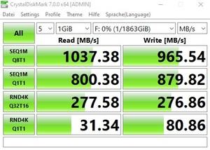 Die USB-3.2-Gen2-Performance über den Ryzen 5 3600X.