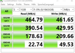Die USB-3.2-Gen1-Performance über den ASMedia ASM1074.