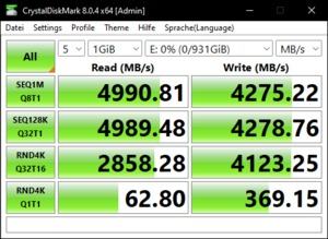 Die M.2-Performance über den Core i9-12900K mit PCIe 4.0 x4