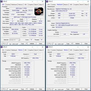 oben links: CPU-OC; unten links: RAM-OC mit XMP; unten rechts: manuelles RAM-OC