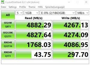 Die M.2-Performance über den Core i7-11700K mit PCIe 4.0 x4