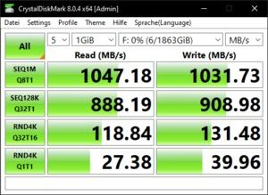Die USB-3.2-Gen2-Performance über den Intel-JHL8540-Controller