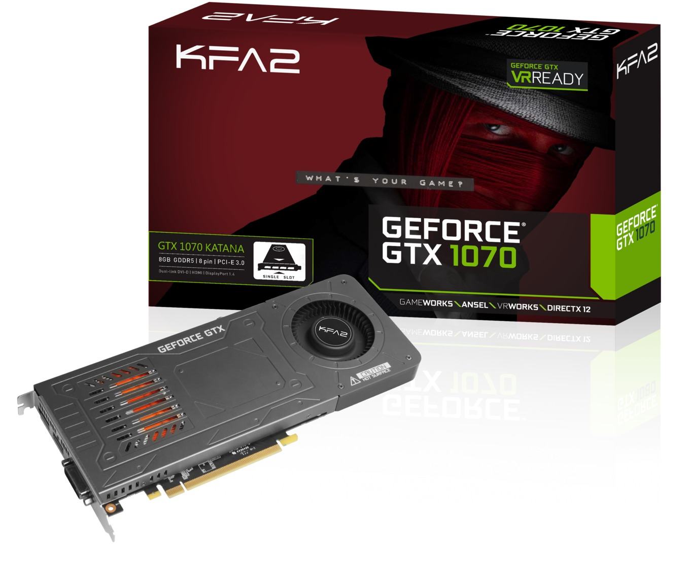 KFA2 GeForce GTX 1070 Katana Schnelle Grafikkarte im Single Slot Design Hardwareluxx