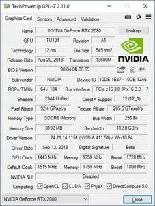 NVIDIA GeForce RTX 2080 Founders Edition - GPU-Z-Screenshot