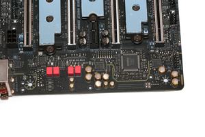Der Onboard-Sound-Bereich auf dem MSI MEG Z390 Godlike.
