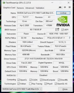 GPUz und CPUz des Razer Blade Stealth 13 Late 2020