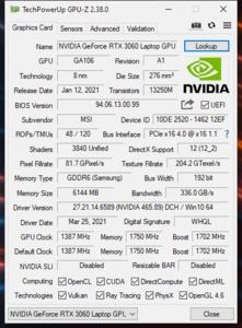 GPUz und CPUz des MSI GT76 Leopard 10UE