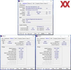 RAM-OC: unten links mit XMP; unten rechts mit manuellen Werten