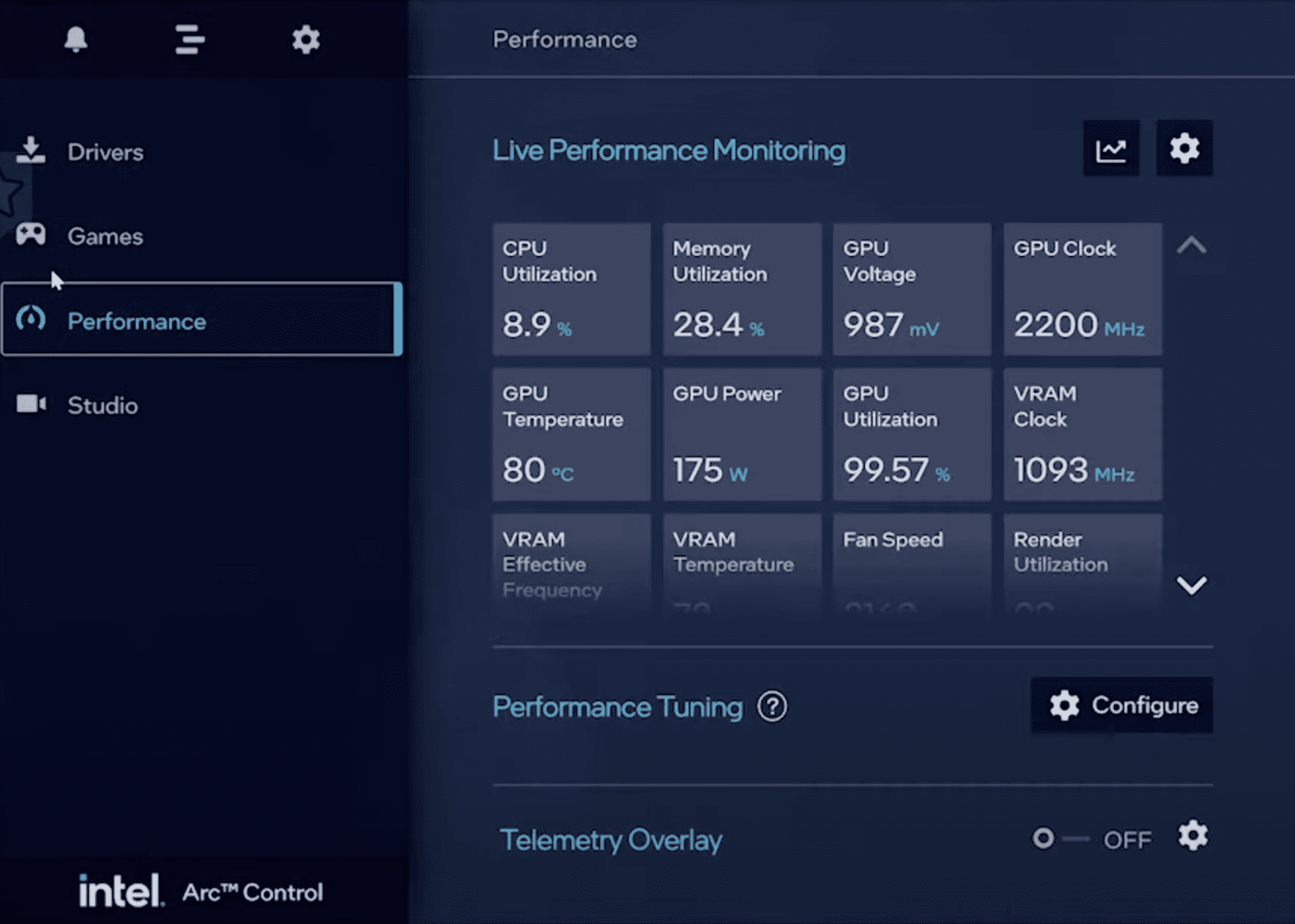 Intel Arc Control Screenshot Takt