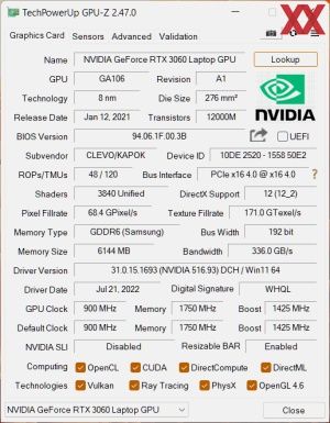 GPUz и CPUz ноутбука Gigabyte G5 KD