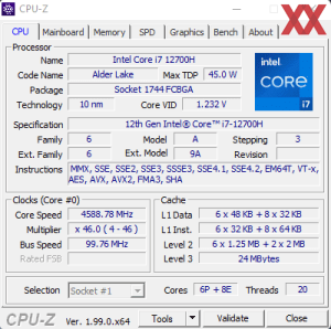 GPUz и CPUz ноутбука MSI Vector GP76 12UGS