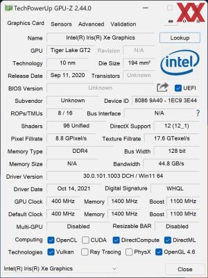 GPUz und CPUz des Huawei MateBook E 2022