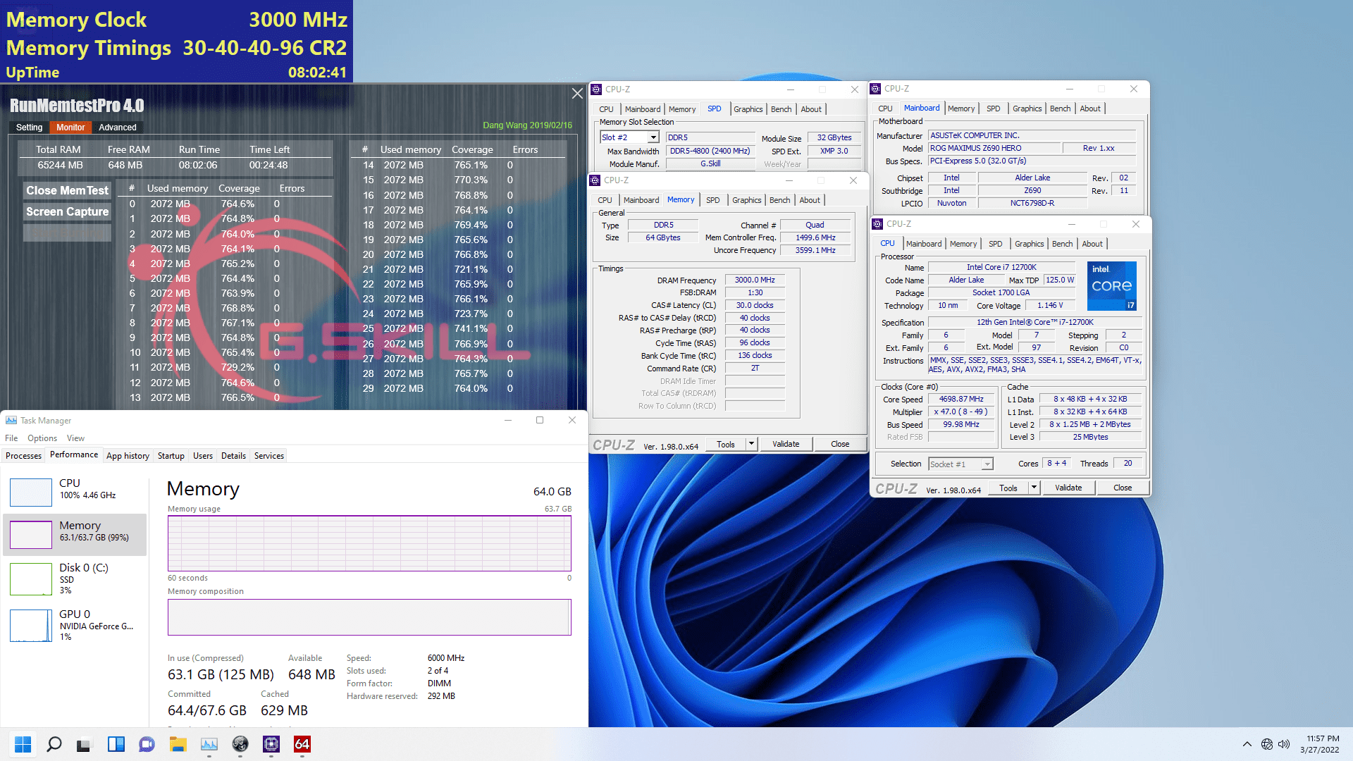G.Skill Trident Z5 DDR5-6000 CL30-40-40-96 64 GB
